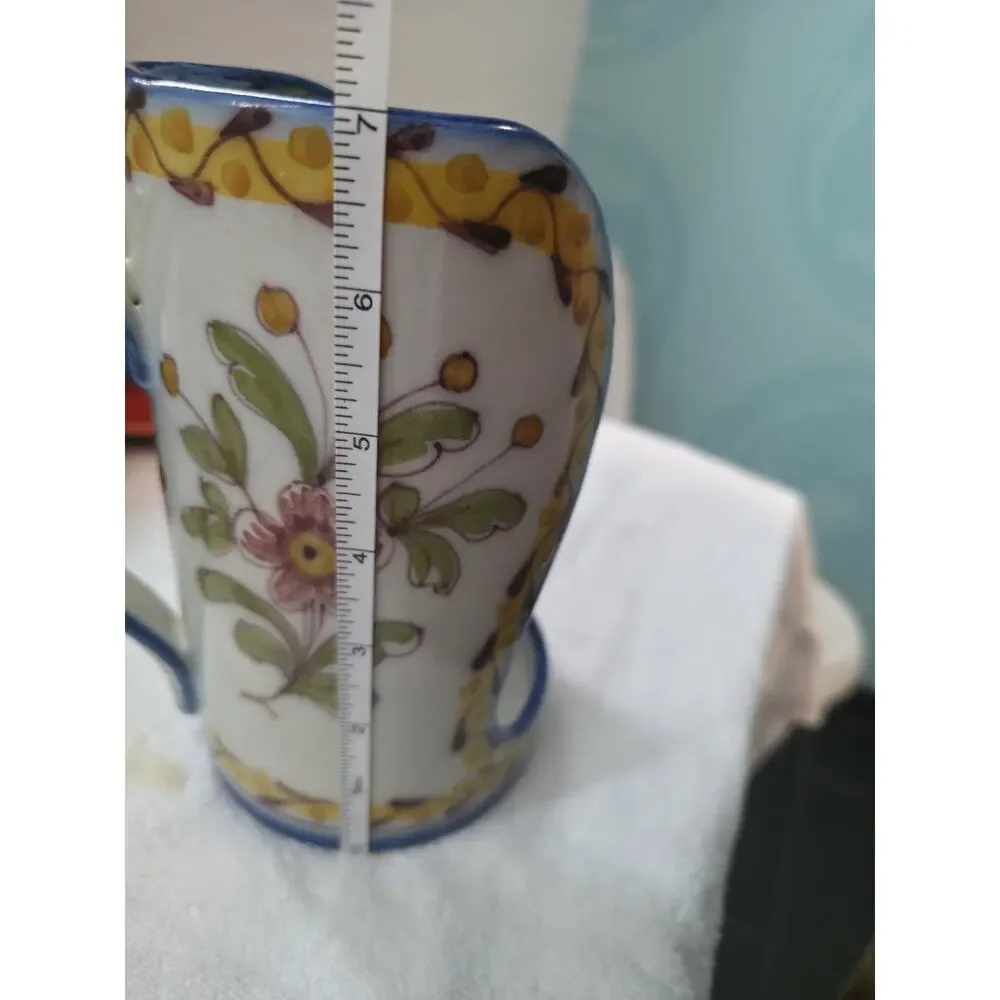 Vintage Casa Sanna Lisboa Portugal 1973 Hand Painted Pottery Chamberstick Holder